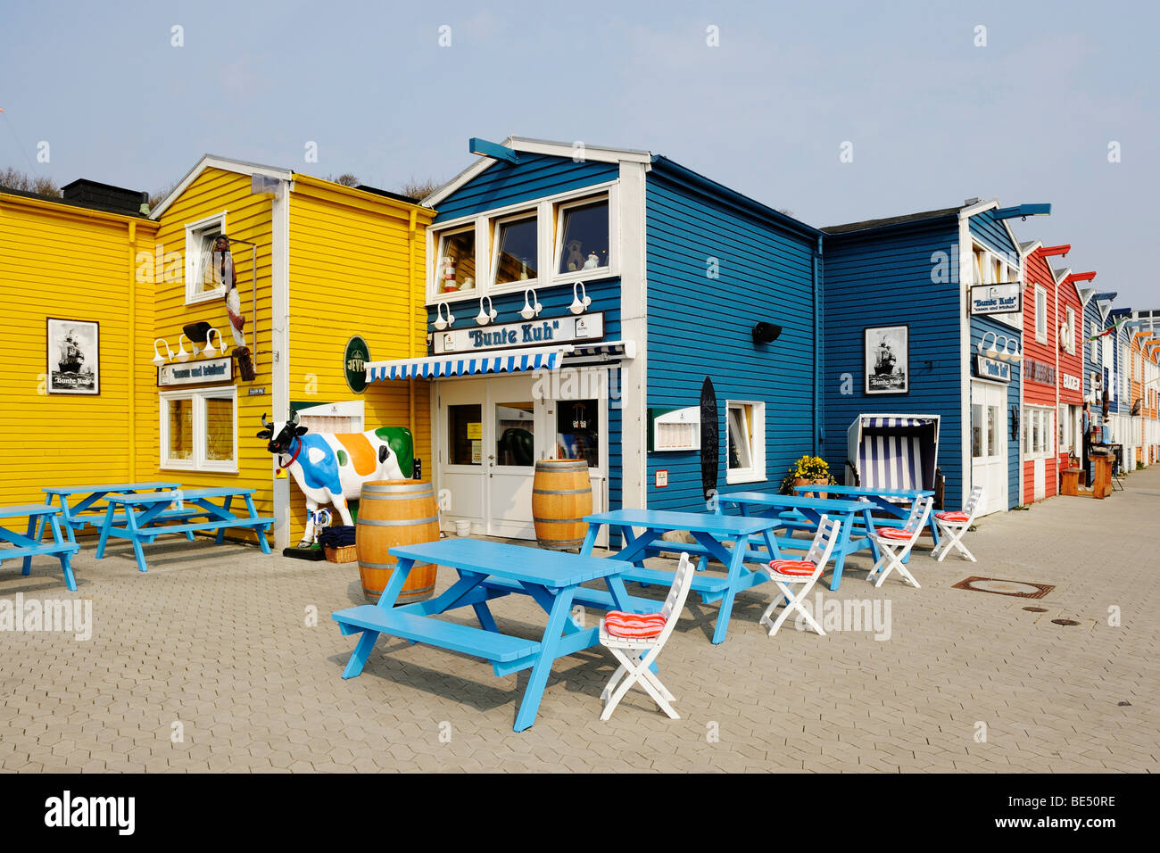 Unterdorf village on the deep-sea island Helgoland, Schleswig-Holstein, Germany, Europe Stock Photo