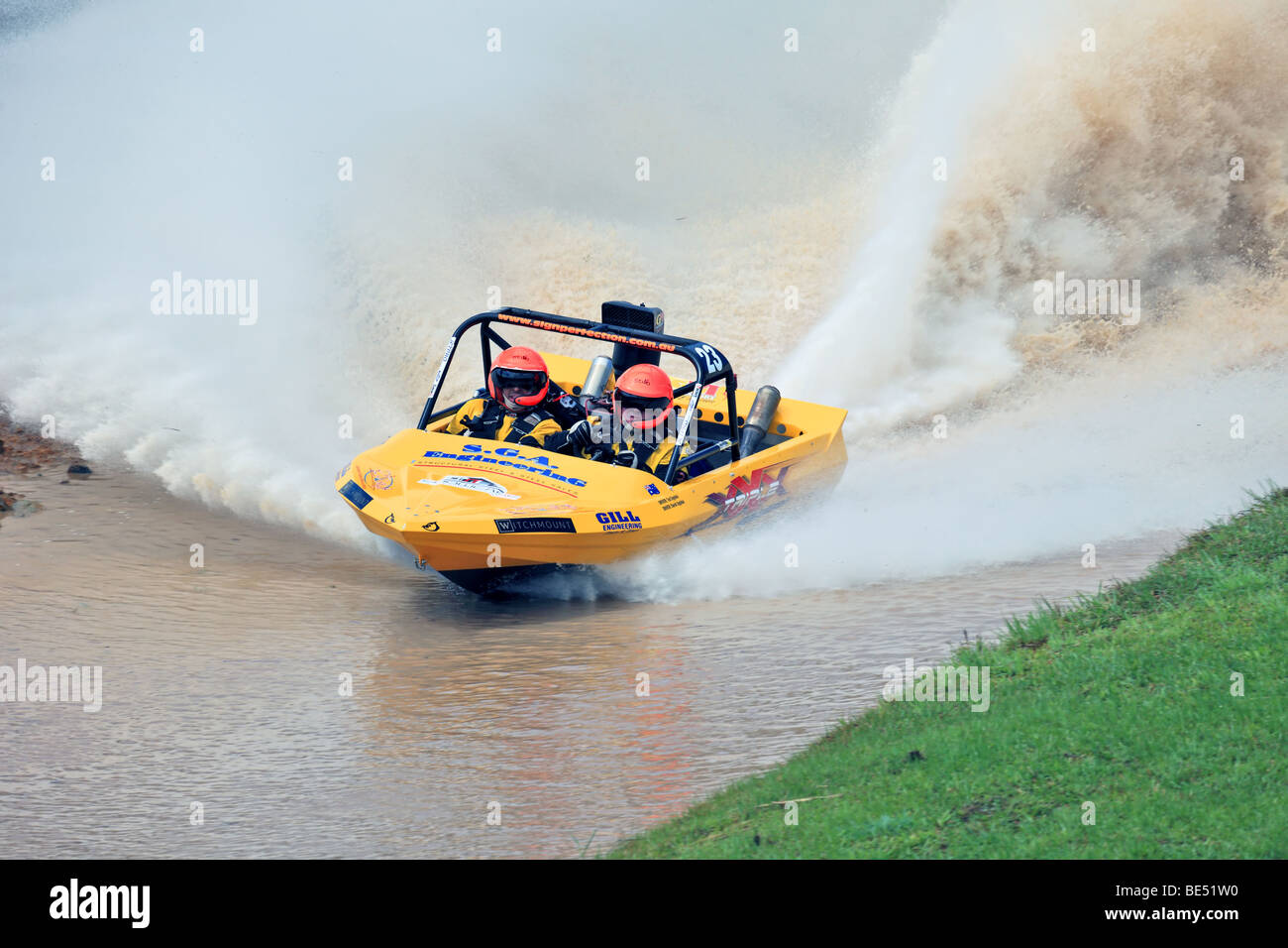 Australian Jet Sprint Boat championship timed sprint runs on enclosed