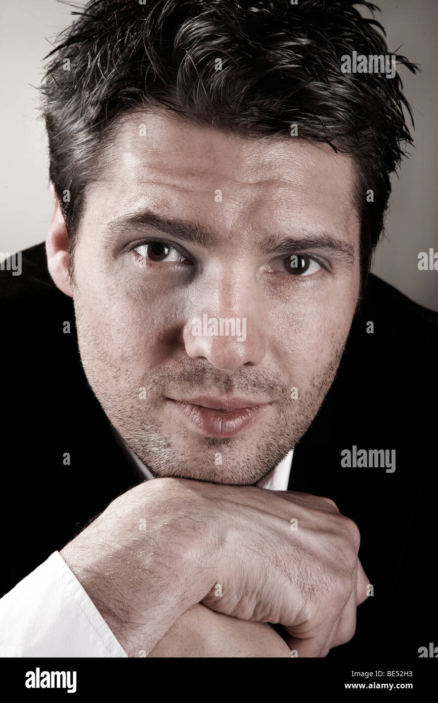 Dark-haired young man, portrait Stock Photo