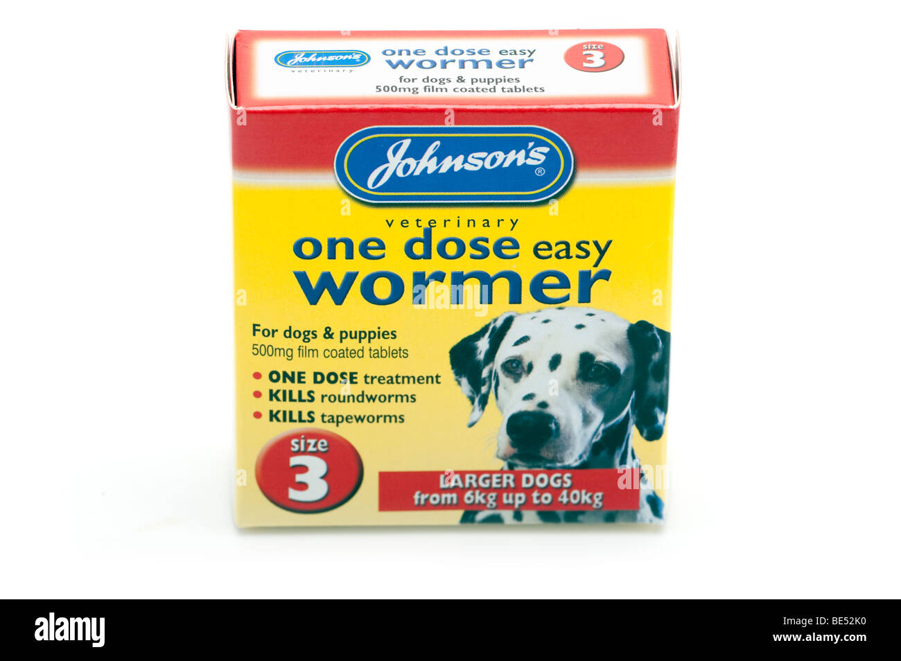 Box of Johnson's veterinary one dose easy wormer for dogs Stock Photo