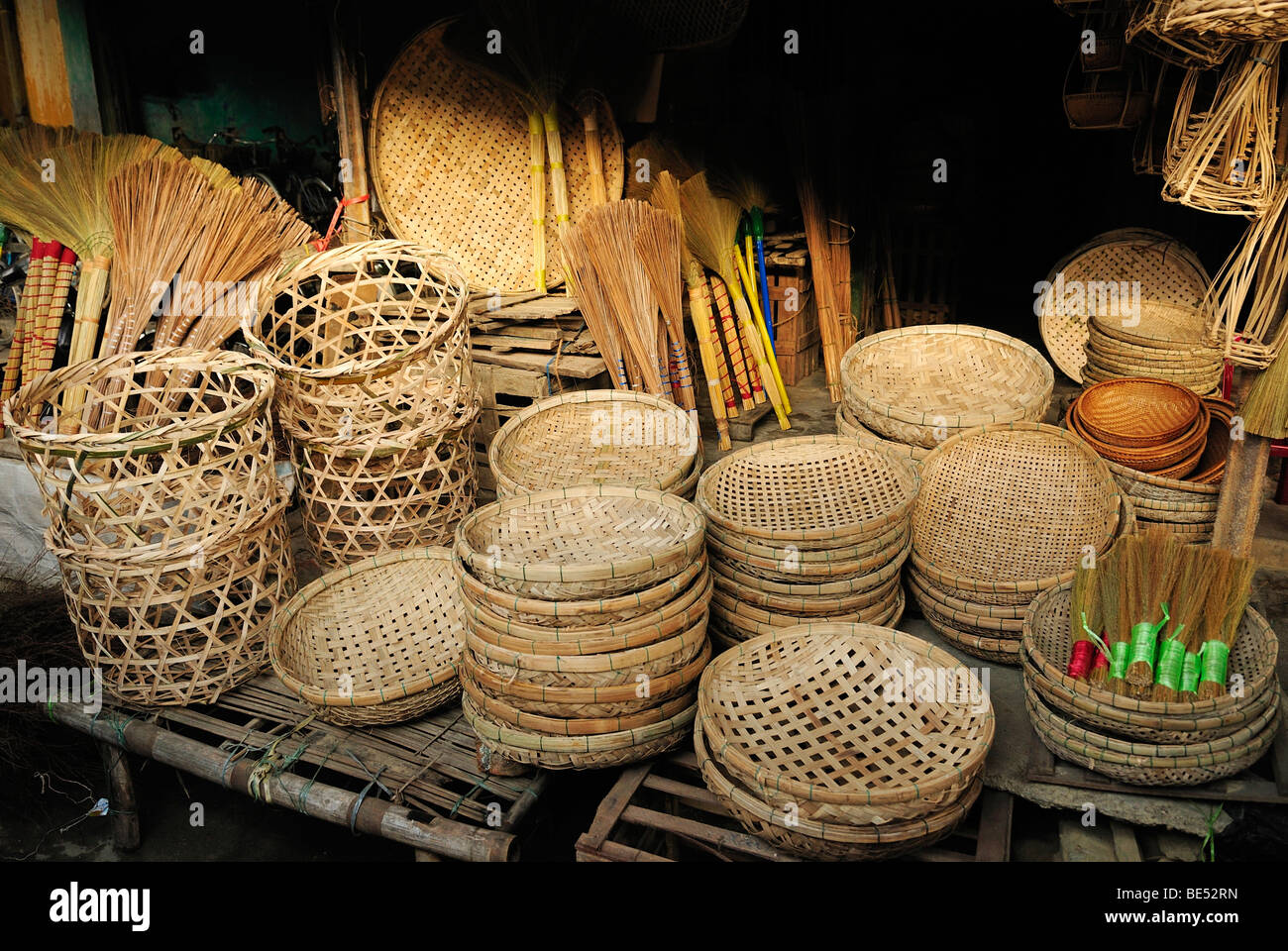 Shop for handmade baskets, market in Hoi An, Vietnam, Asia Stock Photo
