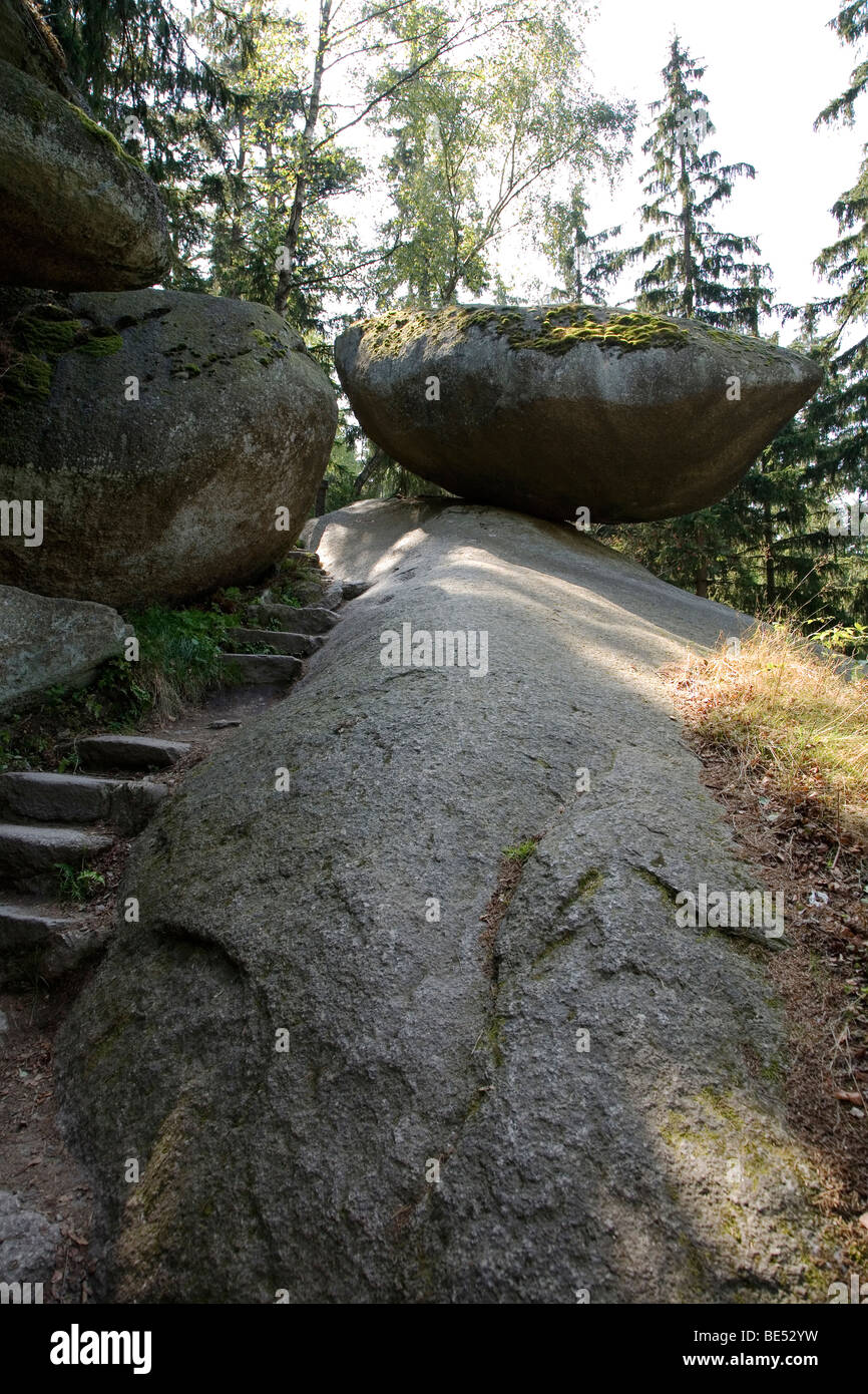 rock labyrinth -  Felsenlabyrinth Luisenburg, Koesseine, Wunsiedel, Fichtelgebirge, Bavaria, Germany Stock Photo