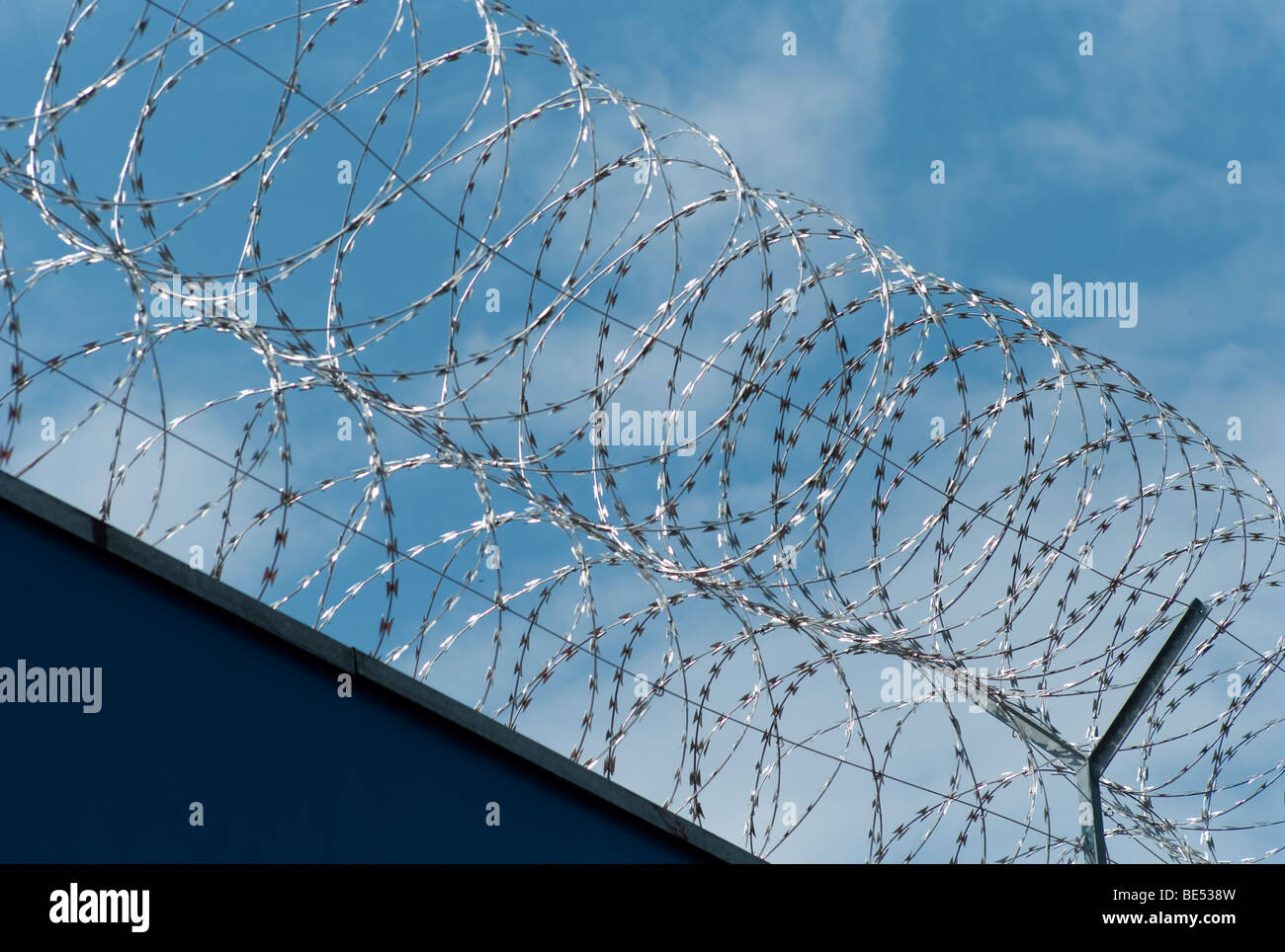 Barbed wire, women's prison, Frankfurt, Hesse, Germany, Europe Stock Photo