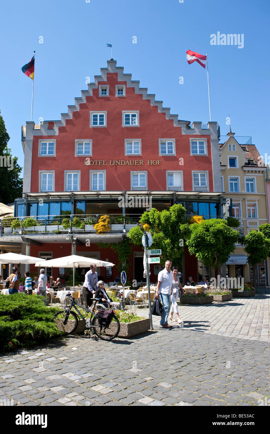 The Lindauer Hof Hotel in Lindau, Lindau am Bodensee, Lake Constance, Bavaria, Germany, Europe Stock Photo