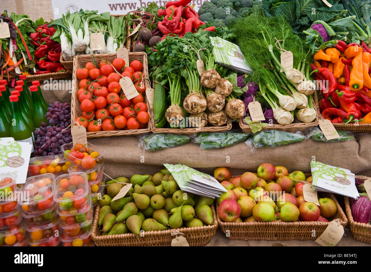 Display of fruit and vegetables at Ludlow Food Festival Shropshire England UK Stock Photo