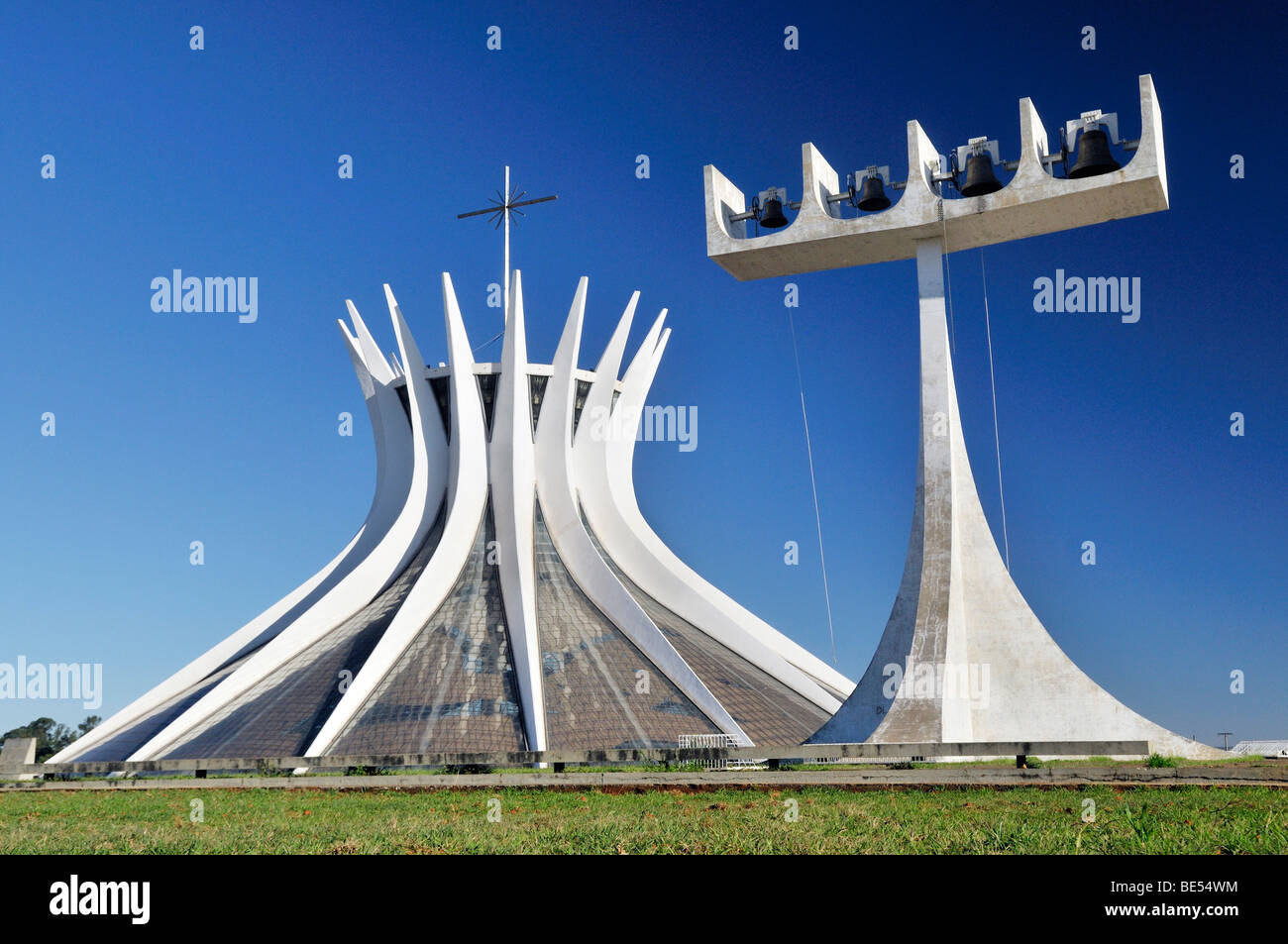 Catedral da Nossa Senhora Aparecida cathedral by architect Oscar Niemeyer, Brasilia, Distrito Federal state, Brazil, South Amer Stock Photo