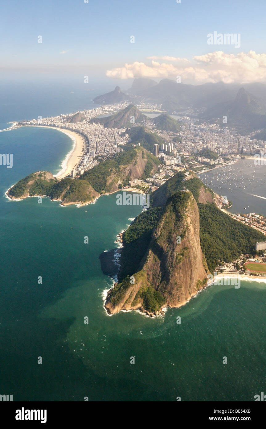 Aerial view of Rio de Janeiro and the Sugar Loaf, Brazil, South America Stock Photo