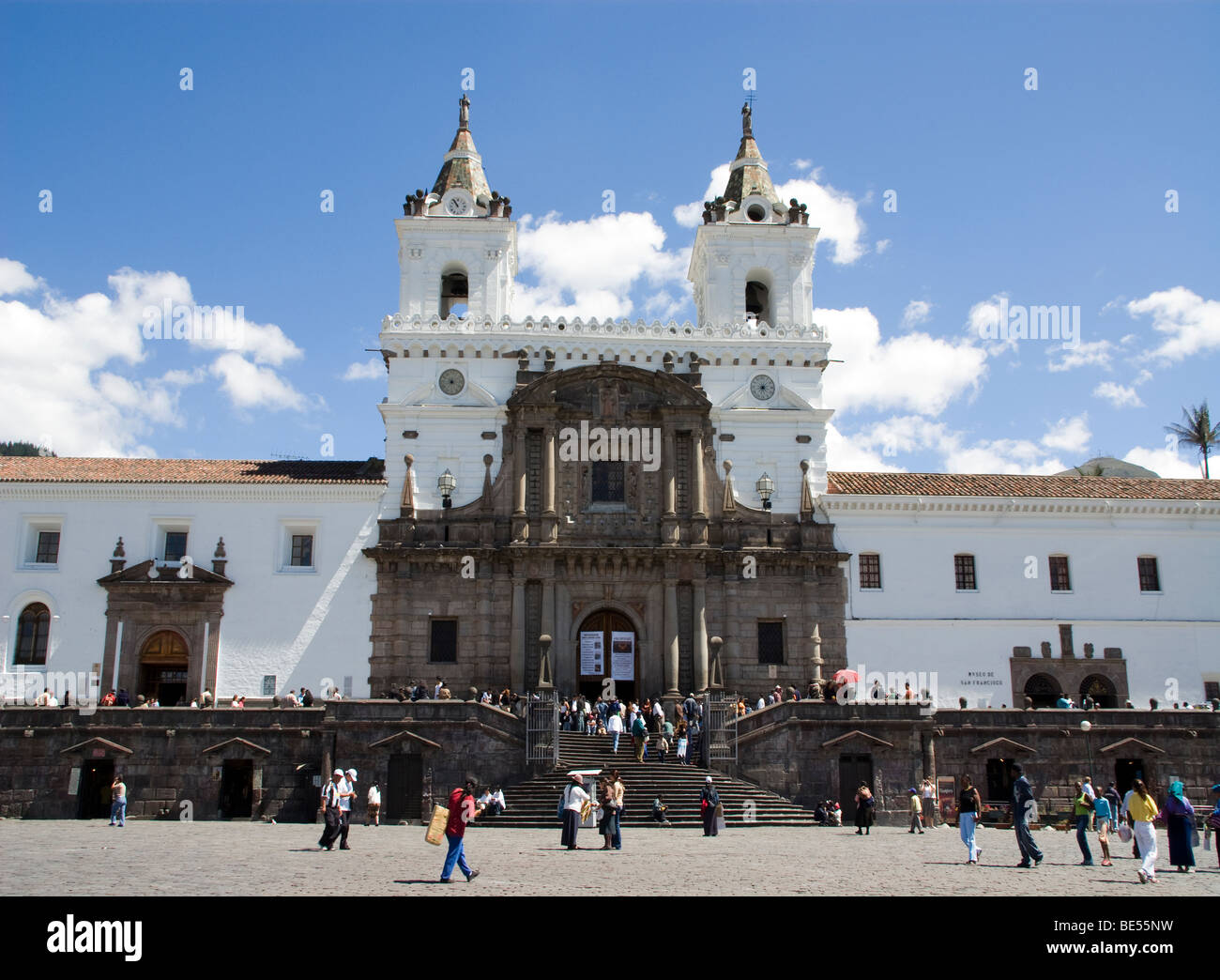 Ecuador. Quito. Historical Center. Square of San Francisco with the church and convent of San francisco (XVI century). Stock Photo