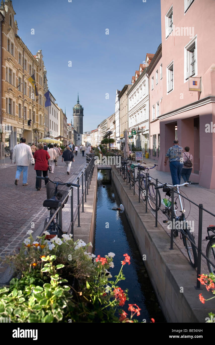 Schlossstrasse, Lutherstadt Wittenberg, Saxony-Anhalt, Germany Stock Photo