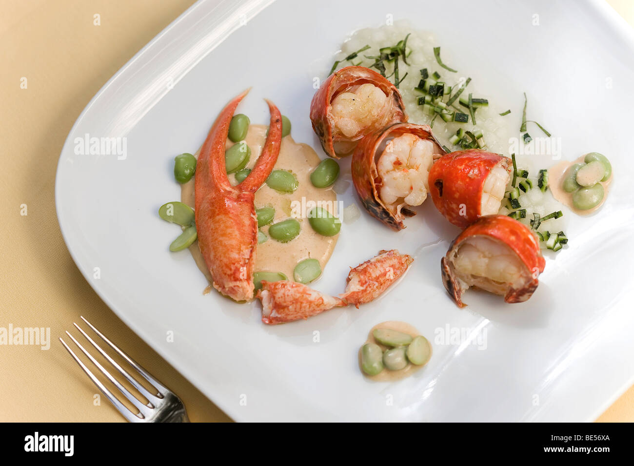 Atlantic lobster, dish cooked by the Austrian head chef Siegfried Danler-Heinemann, Michelin star chef, Restaurant Amadeus, Alm Stock Photo