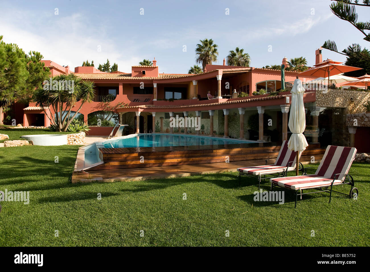 Pool and garden, Vivenda Miranda Romantik Hotel, Lagos, Algarve, Portugal, Europe Stock Photo