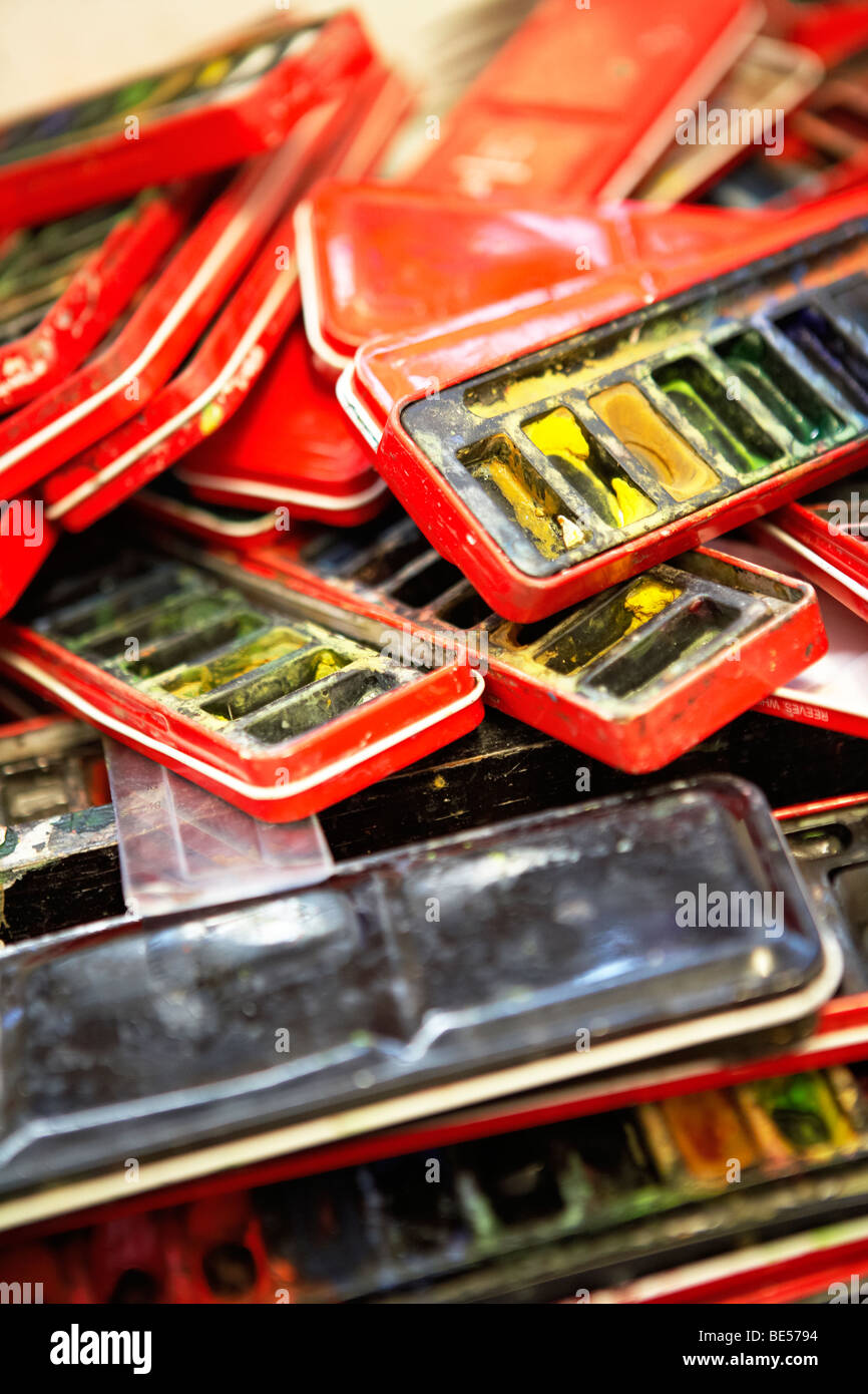Metal Paint Boxes Stock Photo Alamy