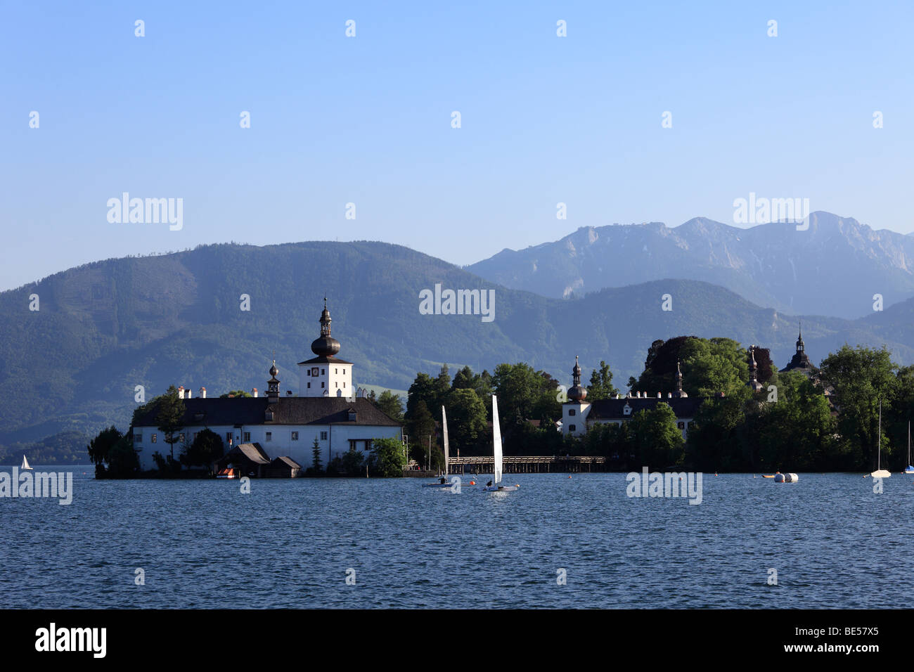 Seeschloss castle and country house Ort in Gmunden, Traunsee lake, Salzkammergut, Upper Austria, Austria, Europe Stock Photo