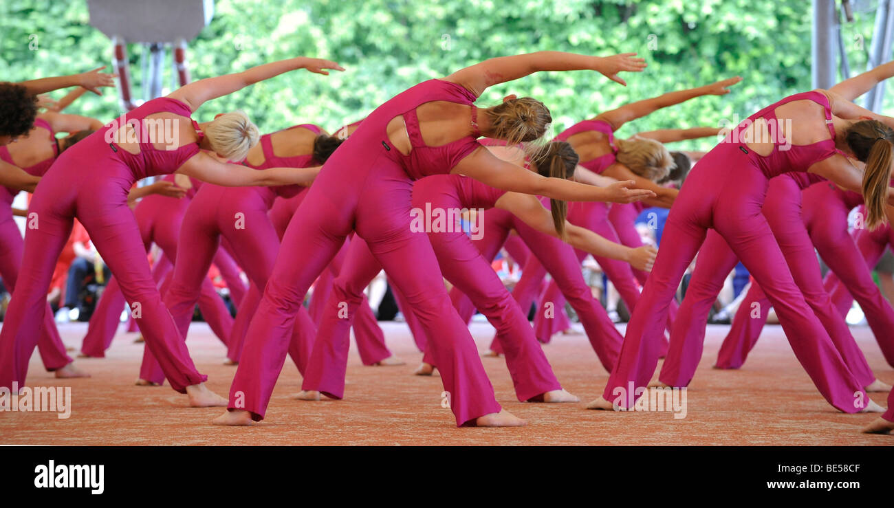 Show of the large groups, Internationales Deutsches Turnfest, International German Gymnastics Festival 2009, festival hall, Fra Stock Photo