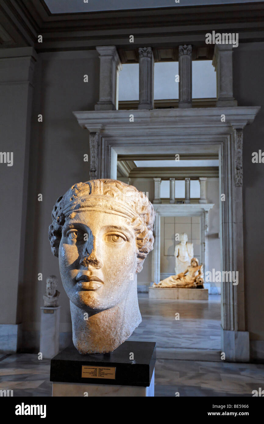 Head of the Greek poet Sappho, Hellenistic stone sculpture, Archeological Museum, Topkapi Palace, Istanbul, Turkey Stock Photo