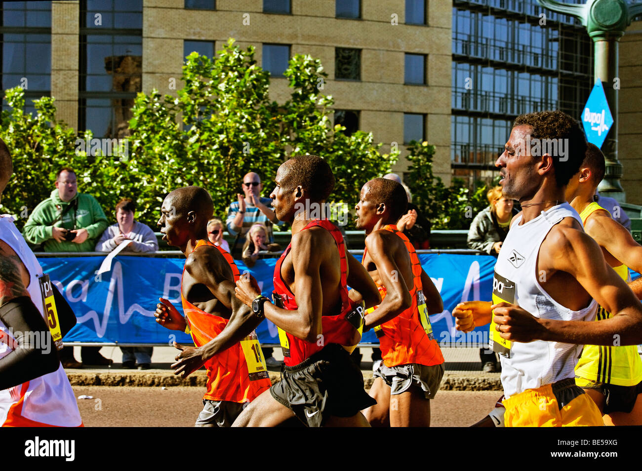 Bupa Great North Run. Race leaders including eventual race winner Martin Lel is the central runner in the image Stock Photo