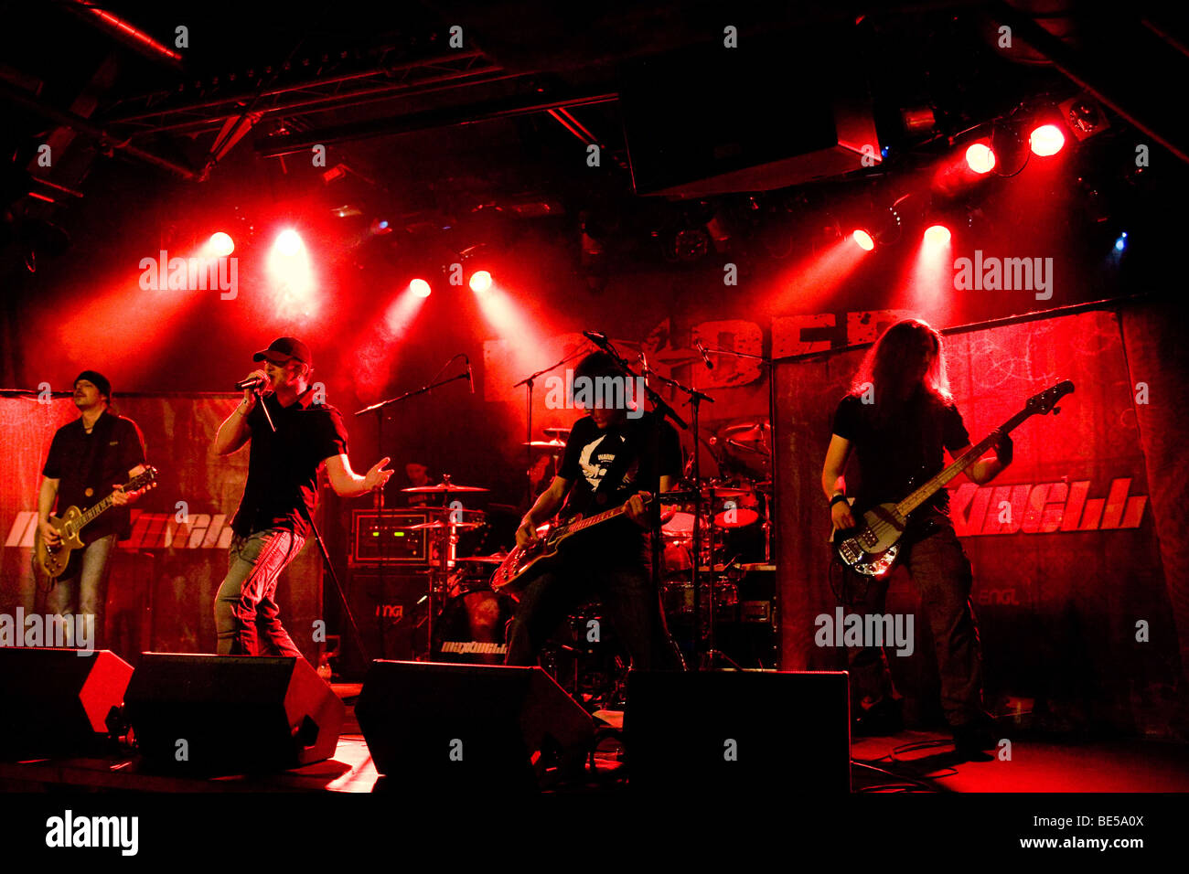 Swiss hard rock band Maxxwell live at the Schueuer Lucerne, Switzerland Stock Photo