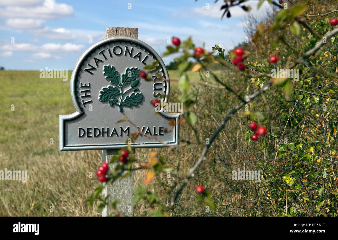 Dedham Vale National Trust Sign. Stock Photo
