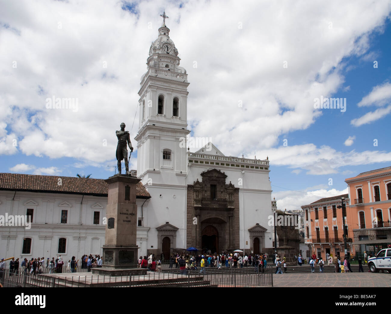 Ecuador. Quito. Historical Center. Square of Santo Domingo and The Church of Santo Domingo (XVI-XVII century). Stock Photo