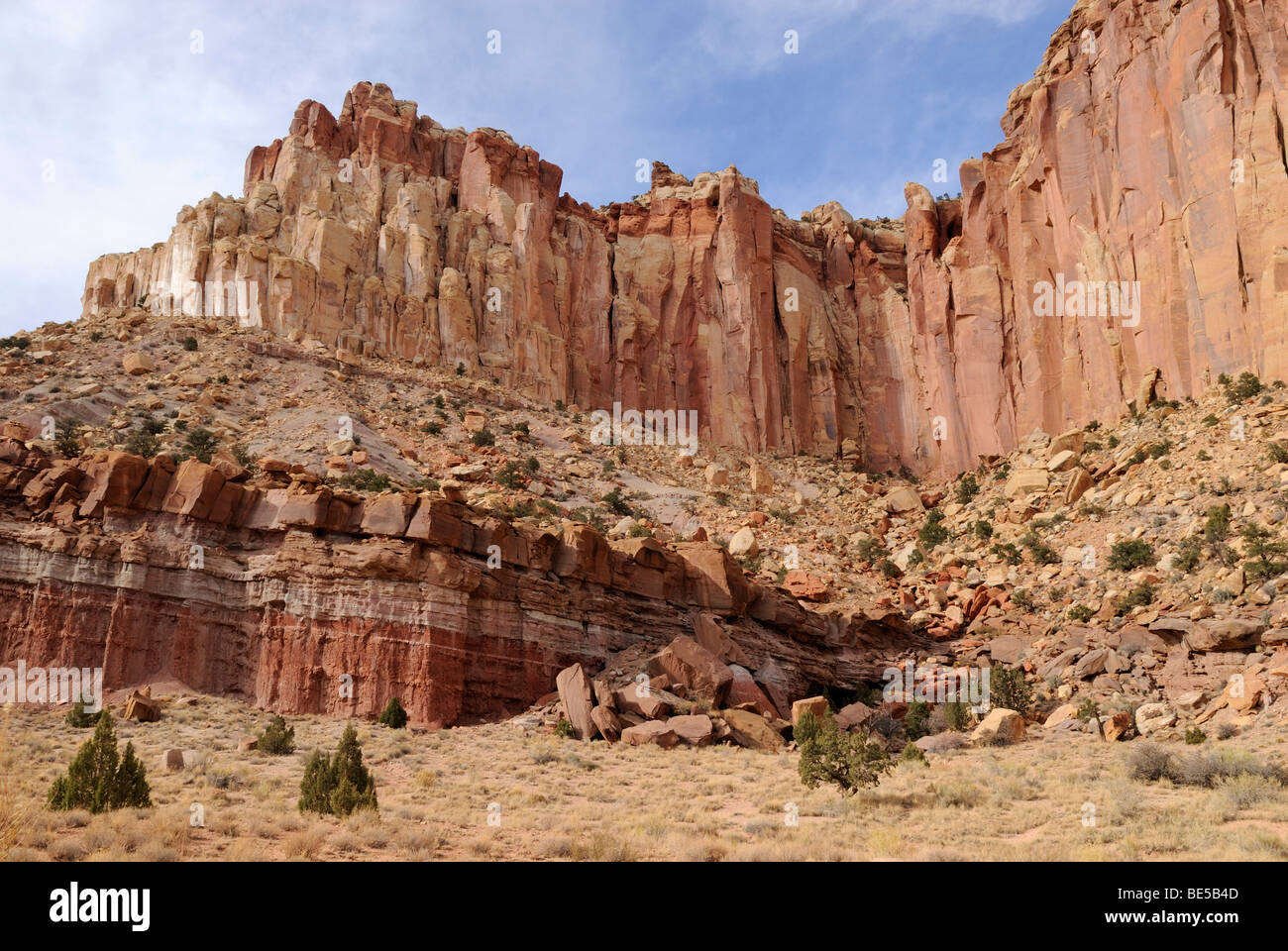 Fluted Wall, partial view, Scenic Drive, Capitol Reef National Park, Utah, USA Stock Photo