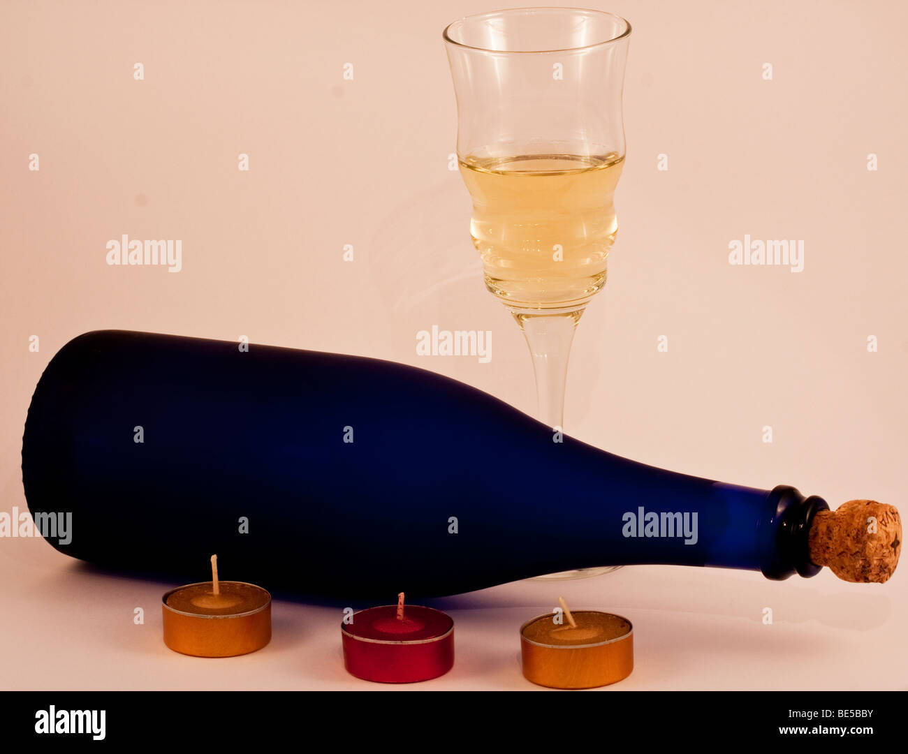 champagne  with candels Stock Photo