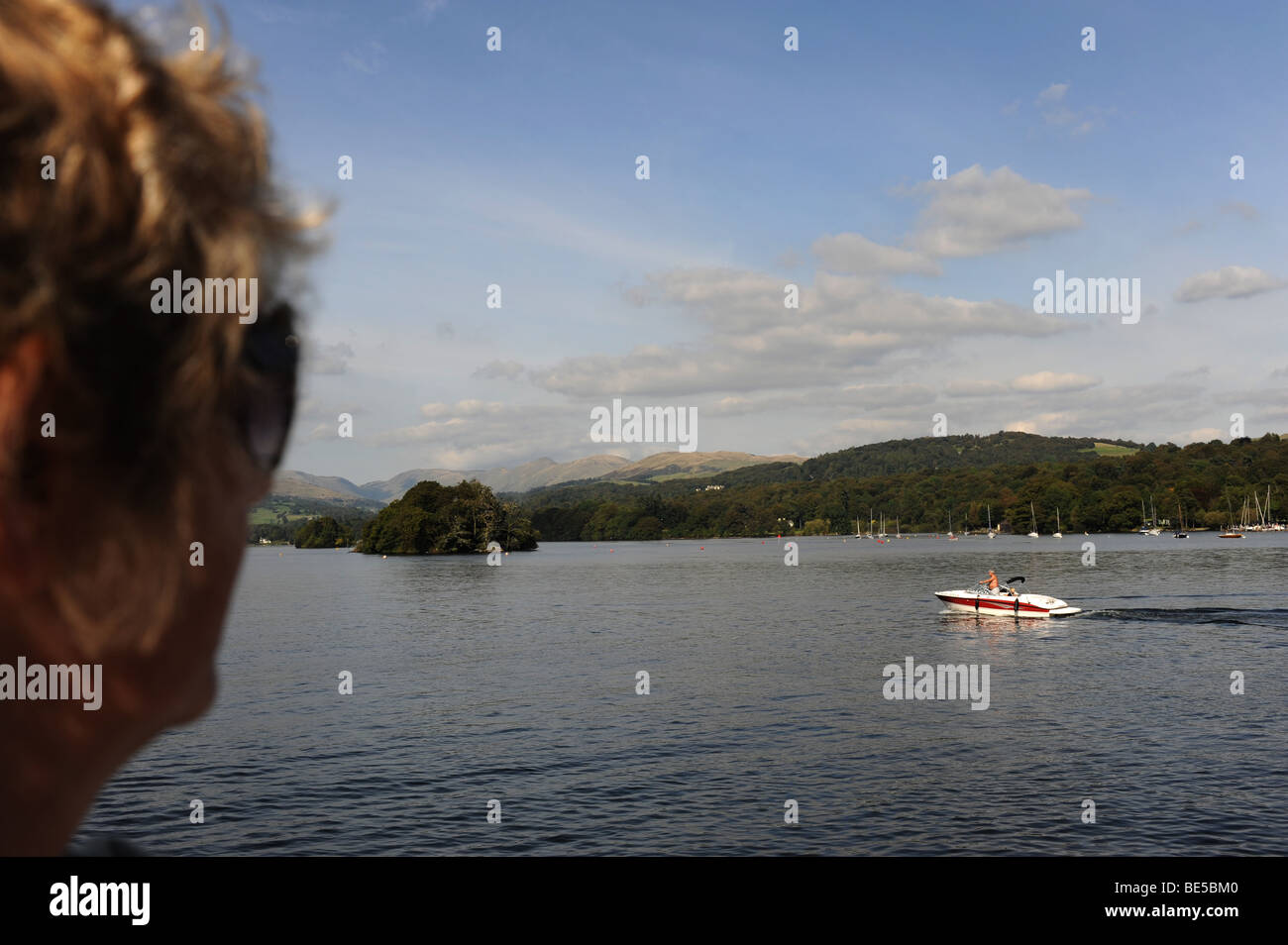 Pleasure boat on Lake Windemere at Bowness in The Lake District in Cumbria UK Stock Photo