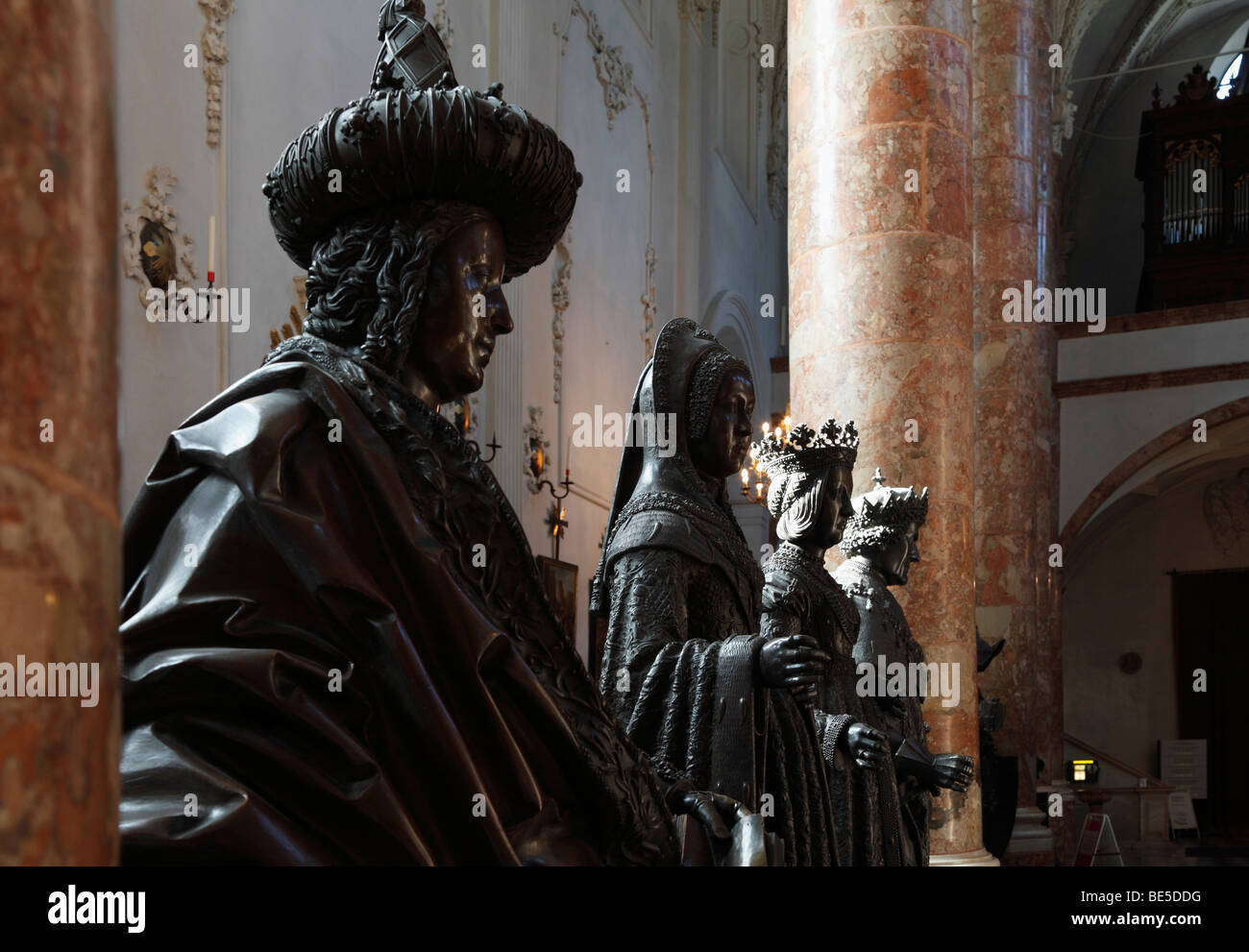 Bronze statues on the tomb of Emperor Maximilian I., Hofkirche Church, Innsbruck, Tyrol, Austria, Europe Stock Photo