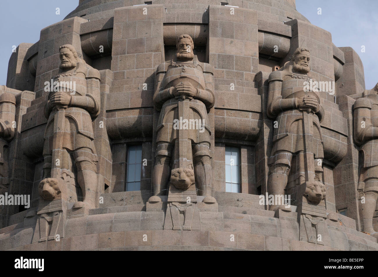 Statues of guards, Voelkerschlachtdenkmal, Monument to the Battle of the Nations, Leipzig