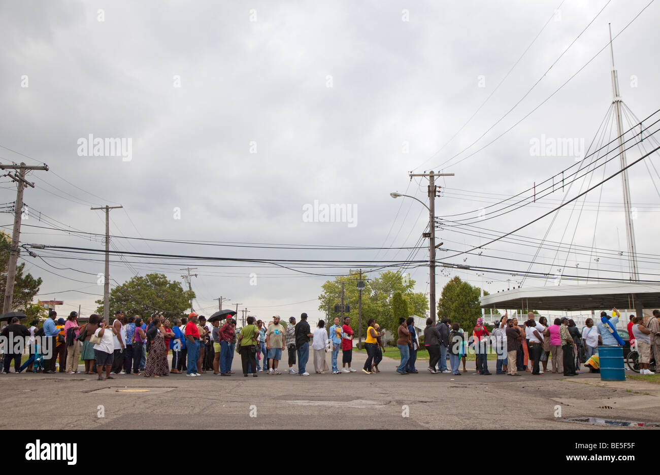 Detroit Resident Wait Hours in Line to Get Help Paying Utility Bills Stock Photo