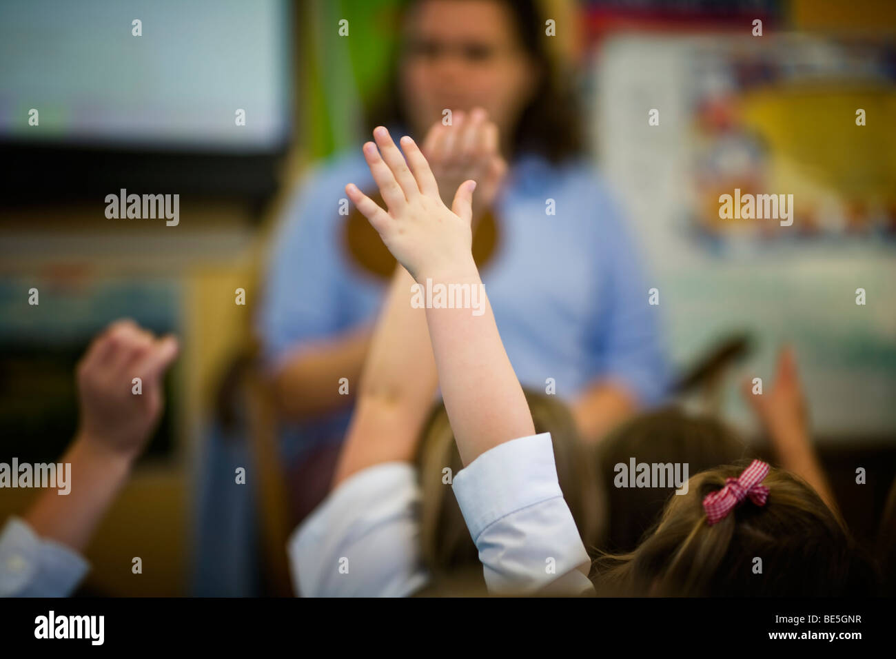 primary school recorder lesson Stock Photo
