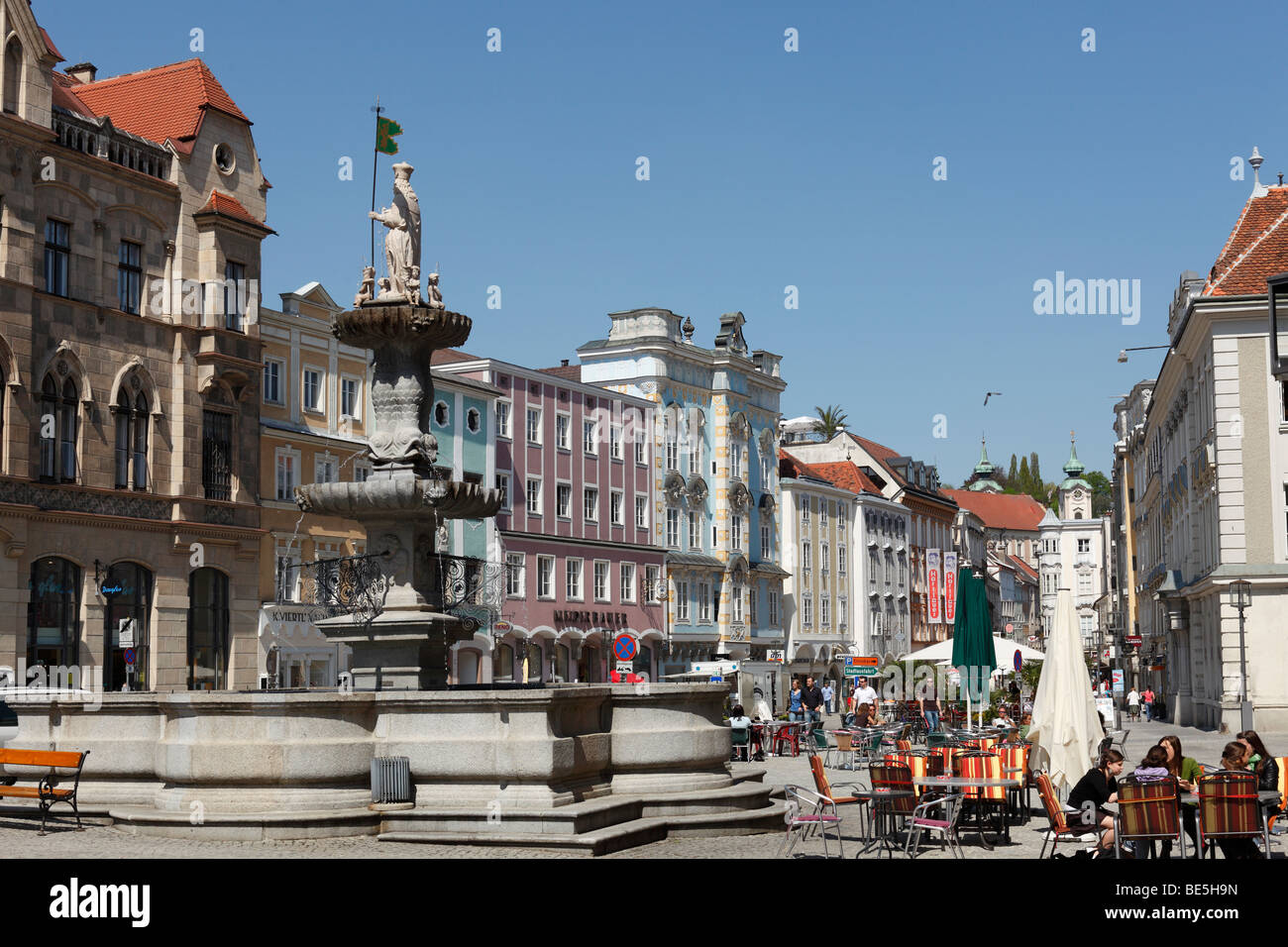 Town square, Steyr, Upper Austria, Austria, Europe Stock Photo