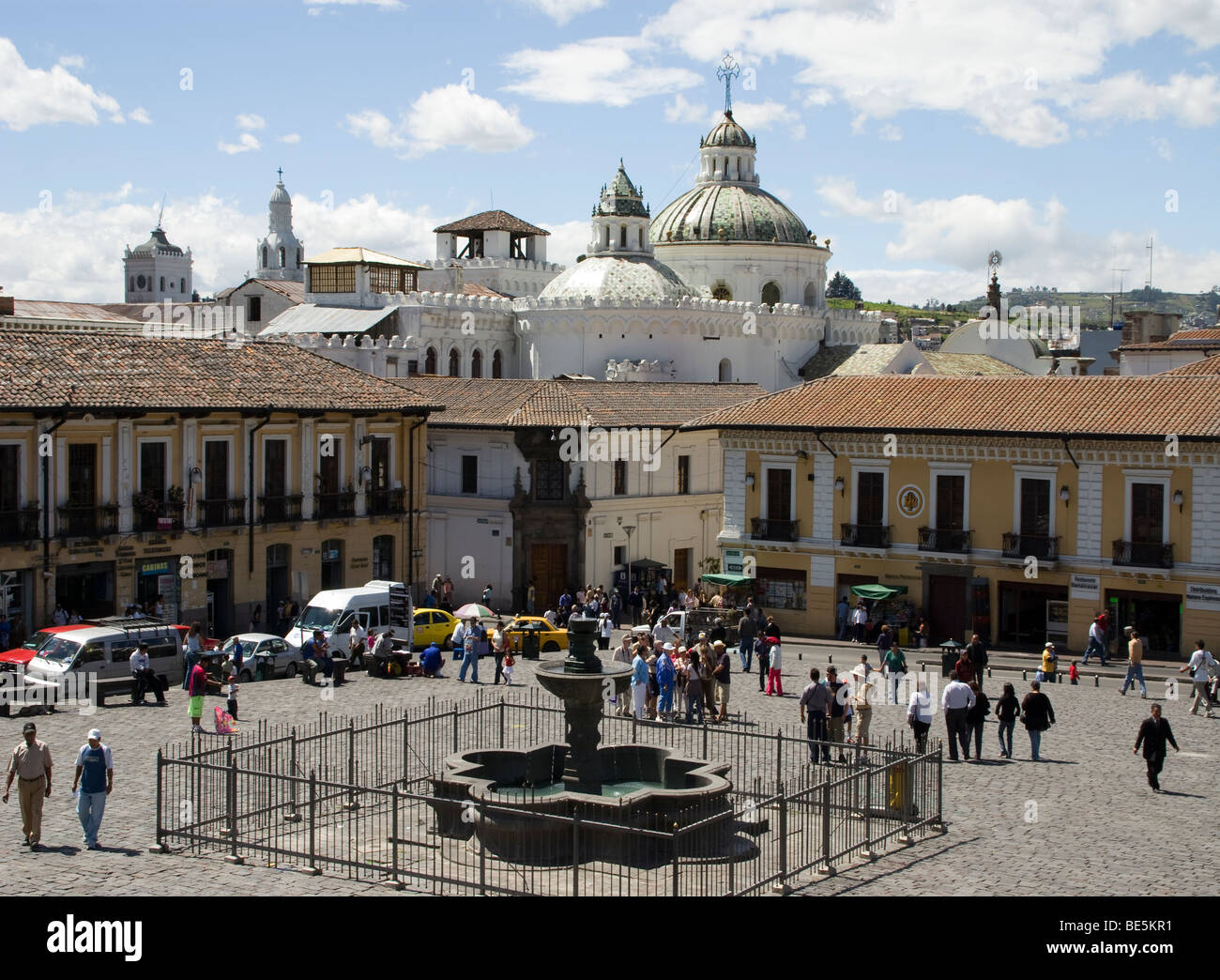 Ecuador. Quito. Historical Center. Square of San Francisco with The Church of the Jesuits (XVII-XVIII century). Stock Photo