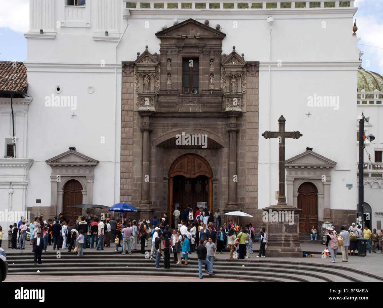 Ecuador. Quito. Historical Center. Square of Santo Domingo and The Church of Santo Domingo (XVI-XVII century). Stock Photo