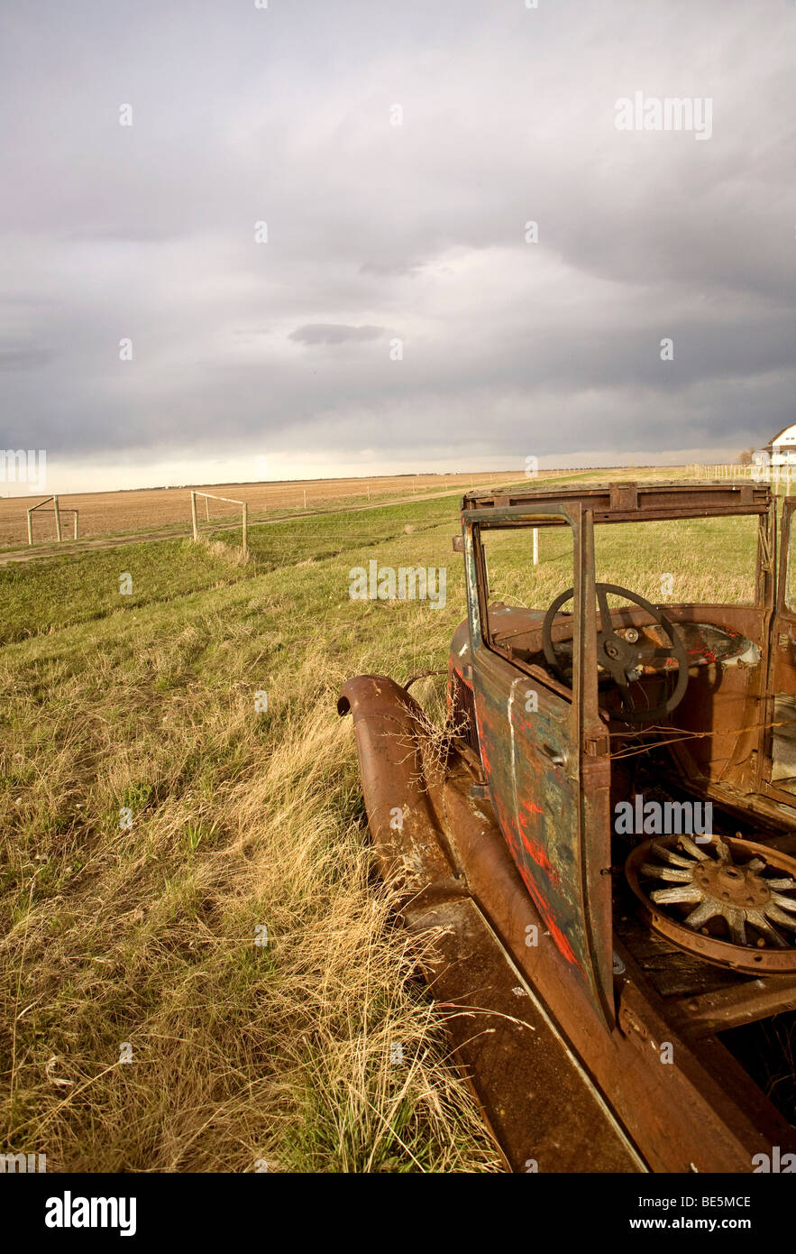 Antique Vintage Old Car in Field Stock Photo - Alamy