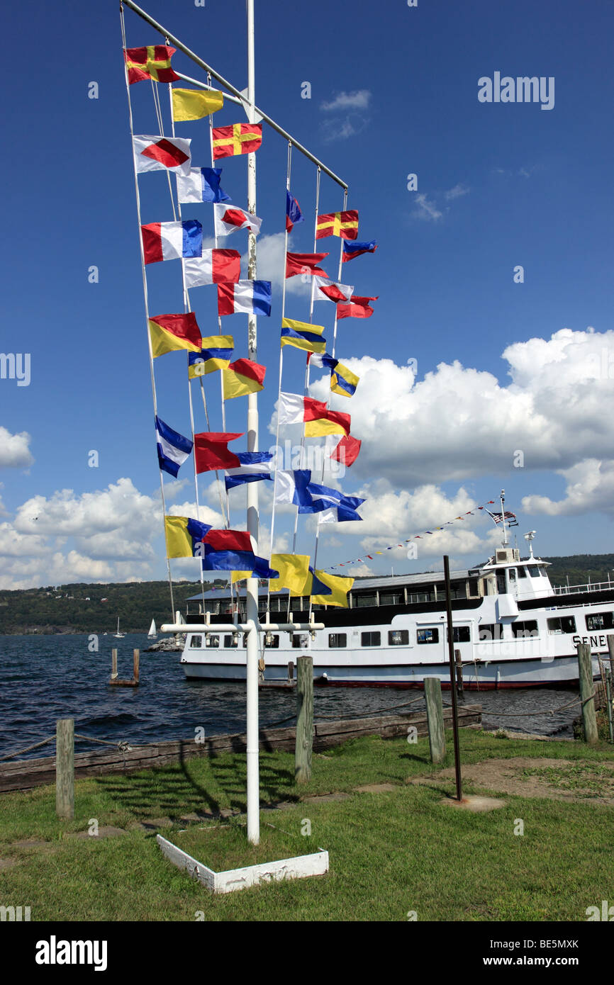 The waterfront and harbor area of Watkins Glen, NY on Seneca Lake, one of the 7 Finger Lakes in mid-central New York State Stock Photo