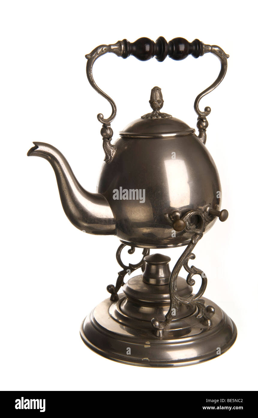 Old coffee machine, with tilting mechanism and spirit lamp Stock Photo