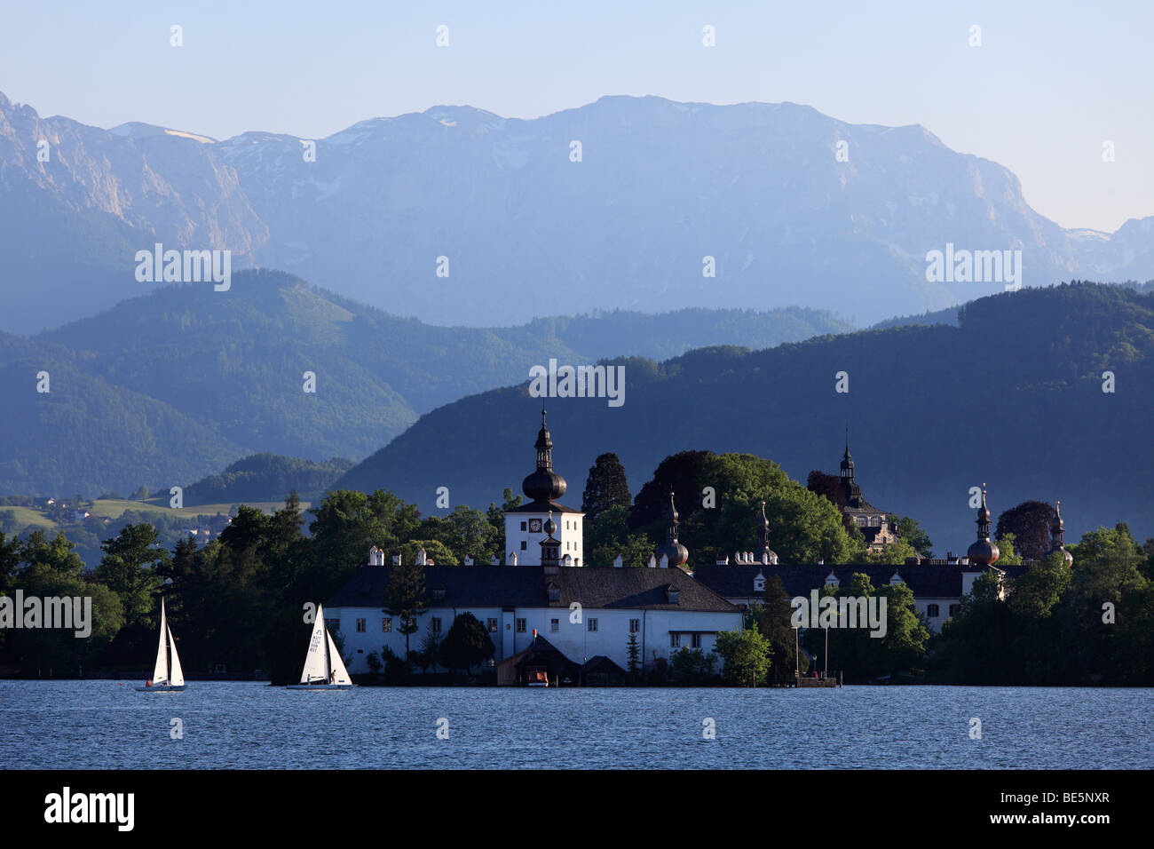 Seeschloss castle and country house Ort in Gmunden, Traunsee lake, Salzkammergut, Upper Austria, Austria, Europe Stock Photo