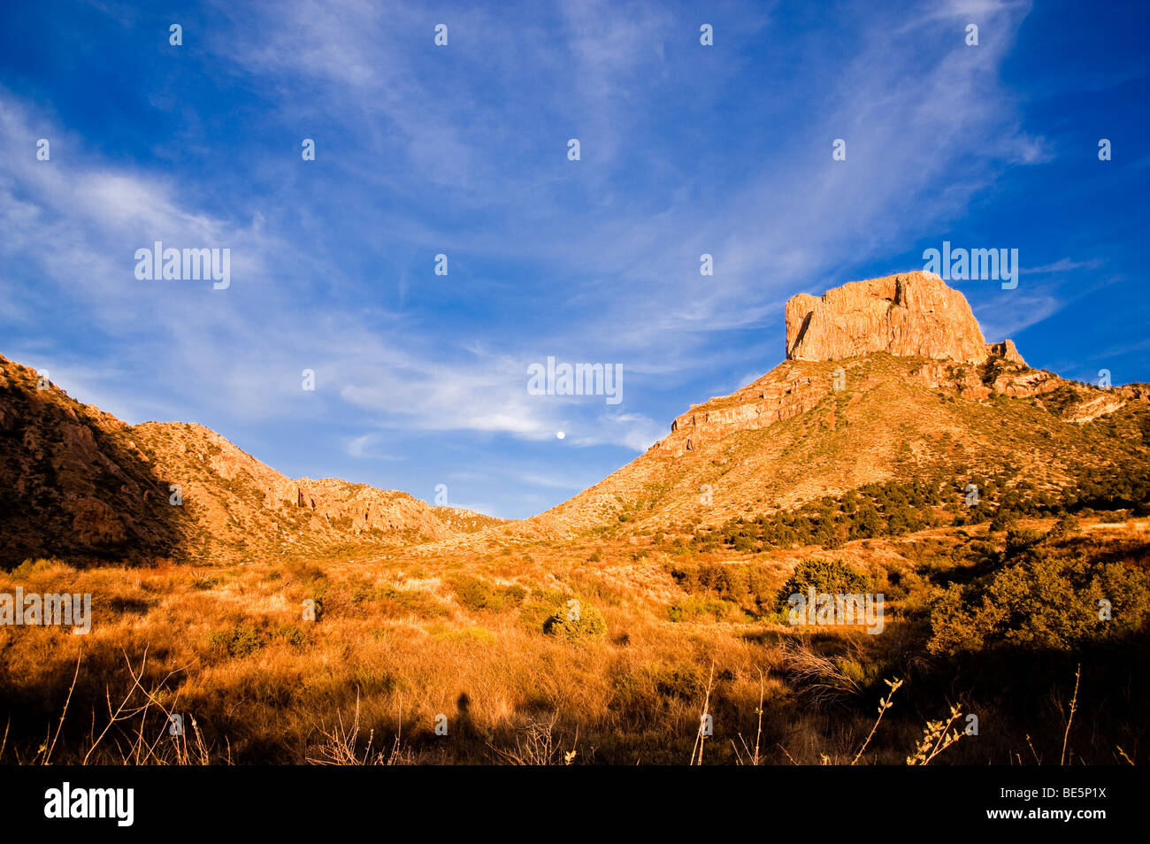 Moon rise over Casa Grande, Big Bend National Park Stock Photo Alamy