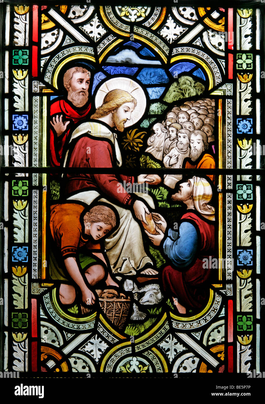 Stained Glass Window Depicting The Feeding of the Five Thousand, St