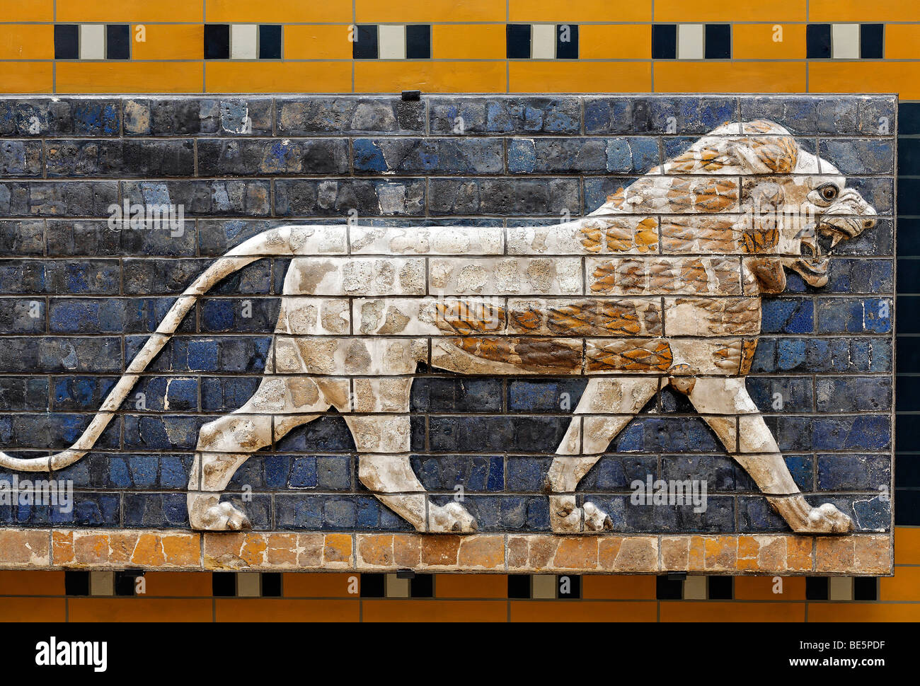 Lion, brick relief of the Babylonian Ishtar Gate, Archeological Museum, Topkapi Palace, Istanbul, Turkey Stock Photo