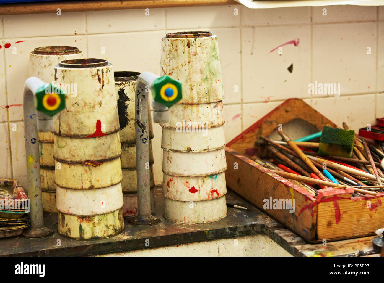 Old Paint pots Stock Photo Alamy