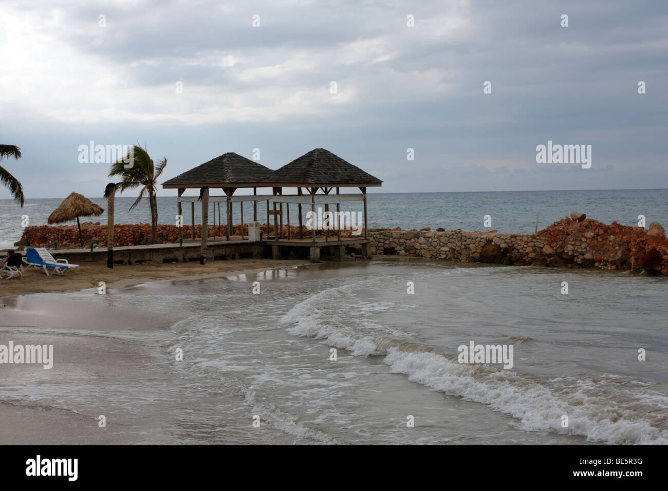 Empty seaside hut Frames at Royal Decameron Caribbean resort Stock Photo