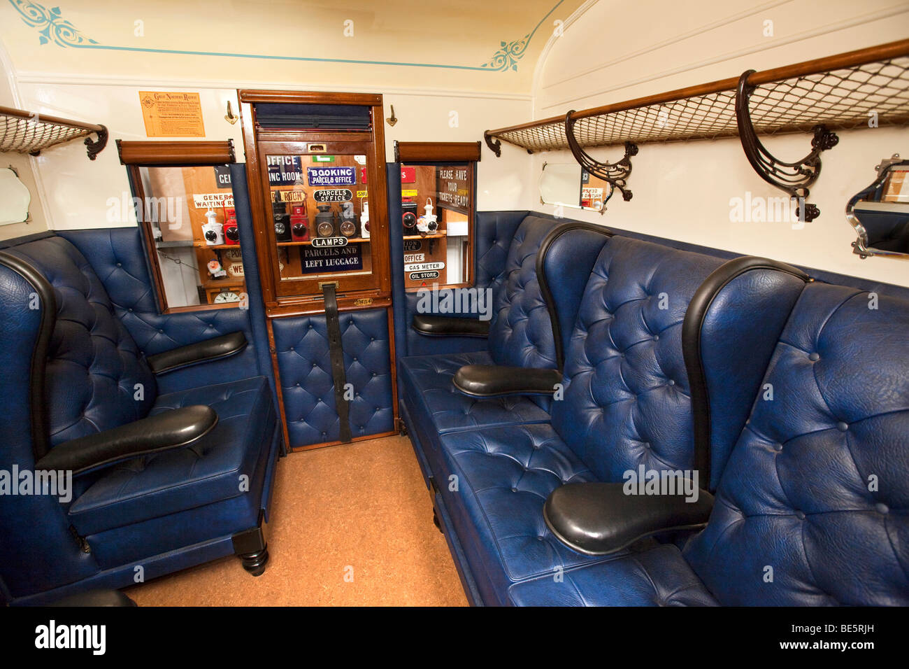 UK, England, Yorkshire, Keighley, Ingrow Museum of Rail Travel, vintage Great Northern Railway first class railway carriage Stock Photo