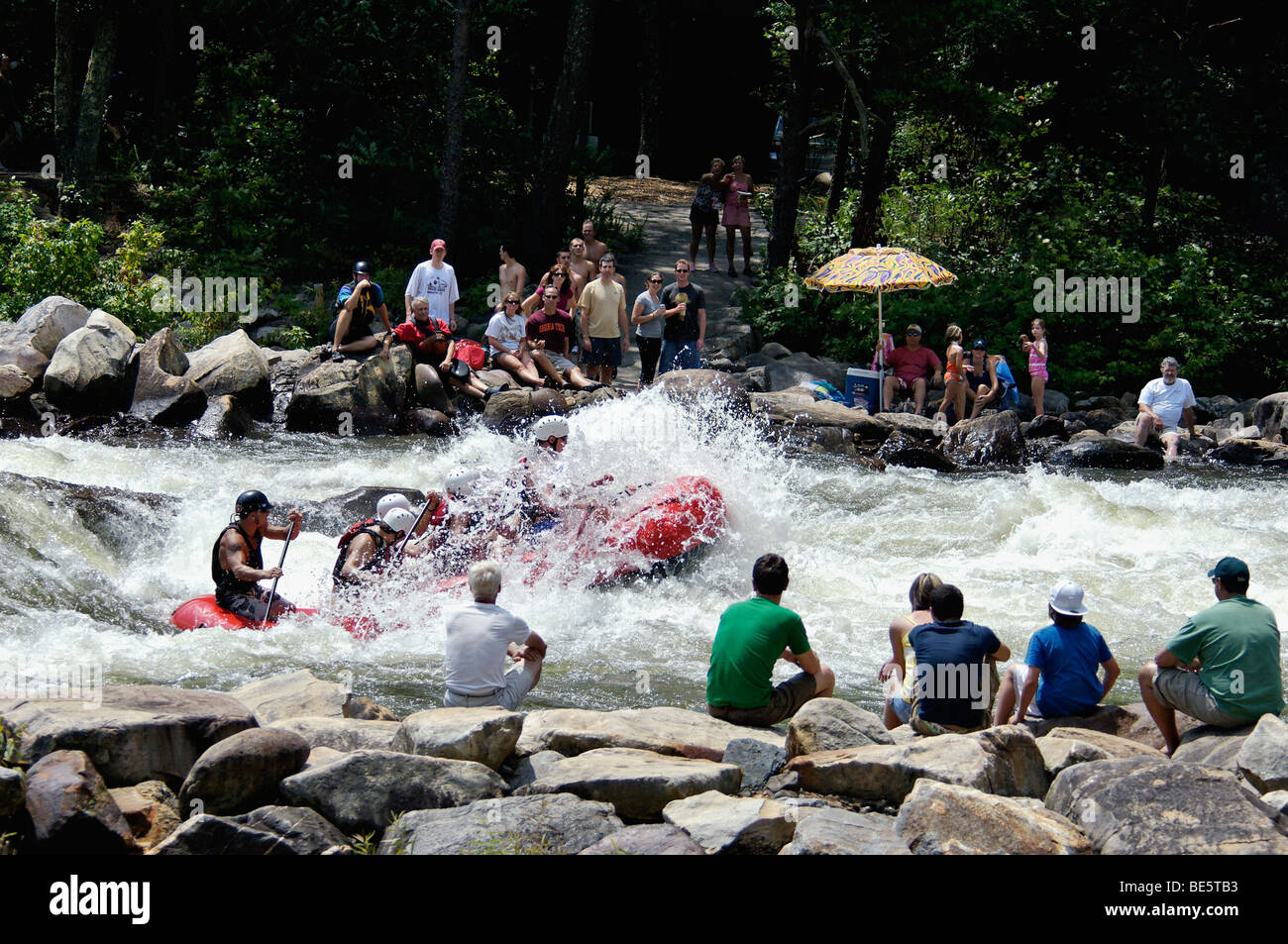 Spectators Watching White Water Rafting on the Ocoee River in Polk