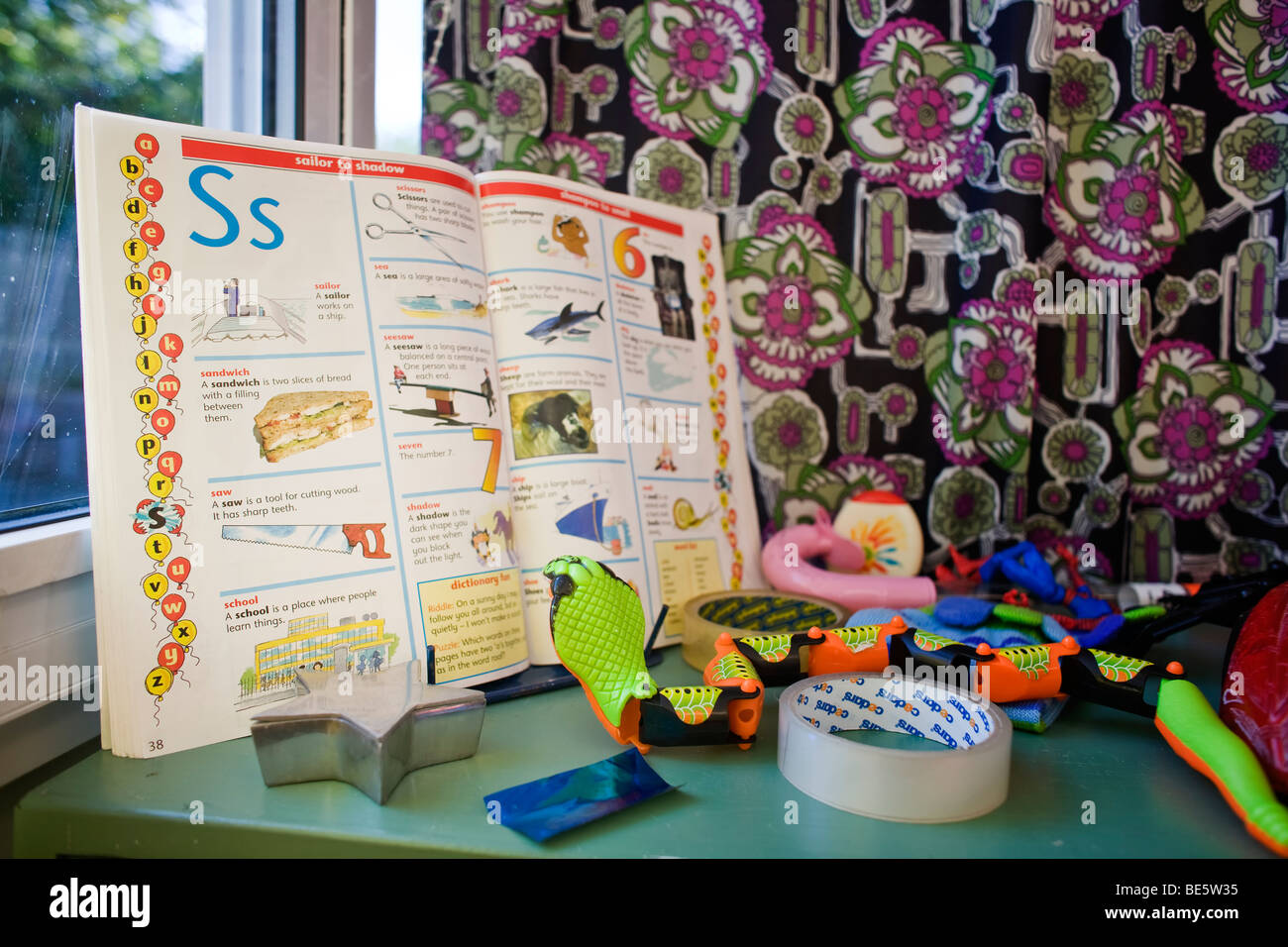 Letter of the week table in uk primary school Stock Photo