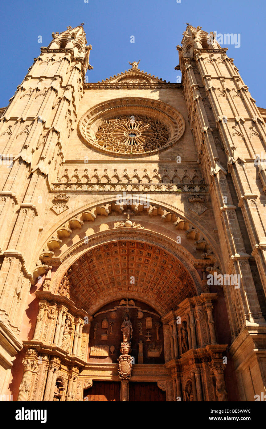 Gothic La Seu Cathedral, Palma de Majorca, Majorca, Balearic Islands, Spain, Europe Stock Photo