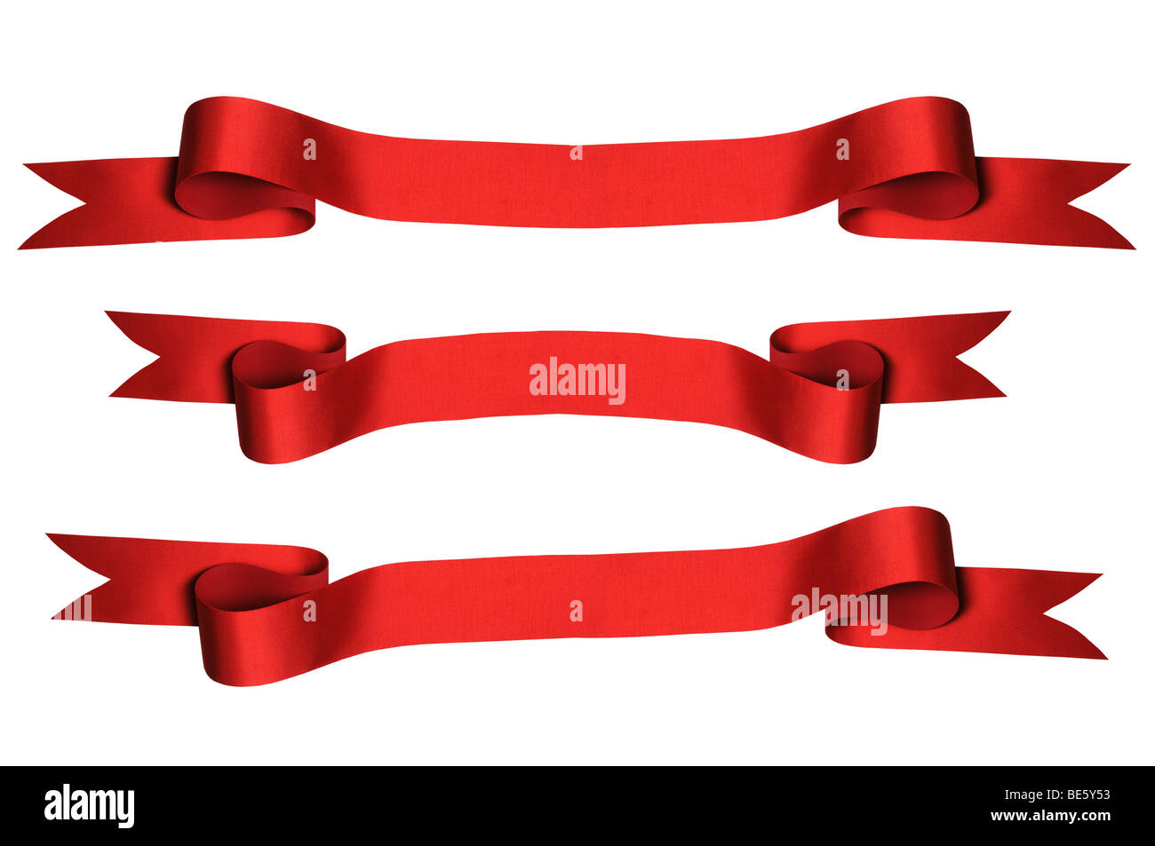 Red ribbons with bank space for text - PHOTOGRAPH (With Clipping Paths) Stock Photo