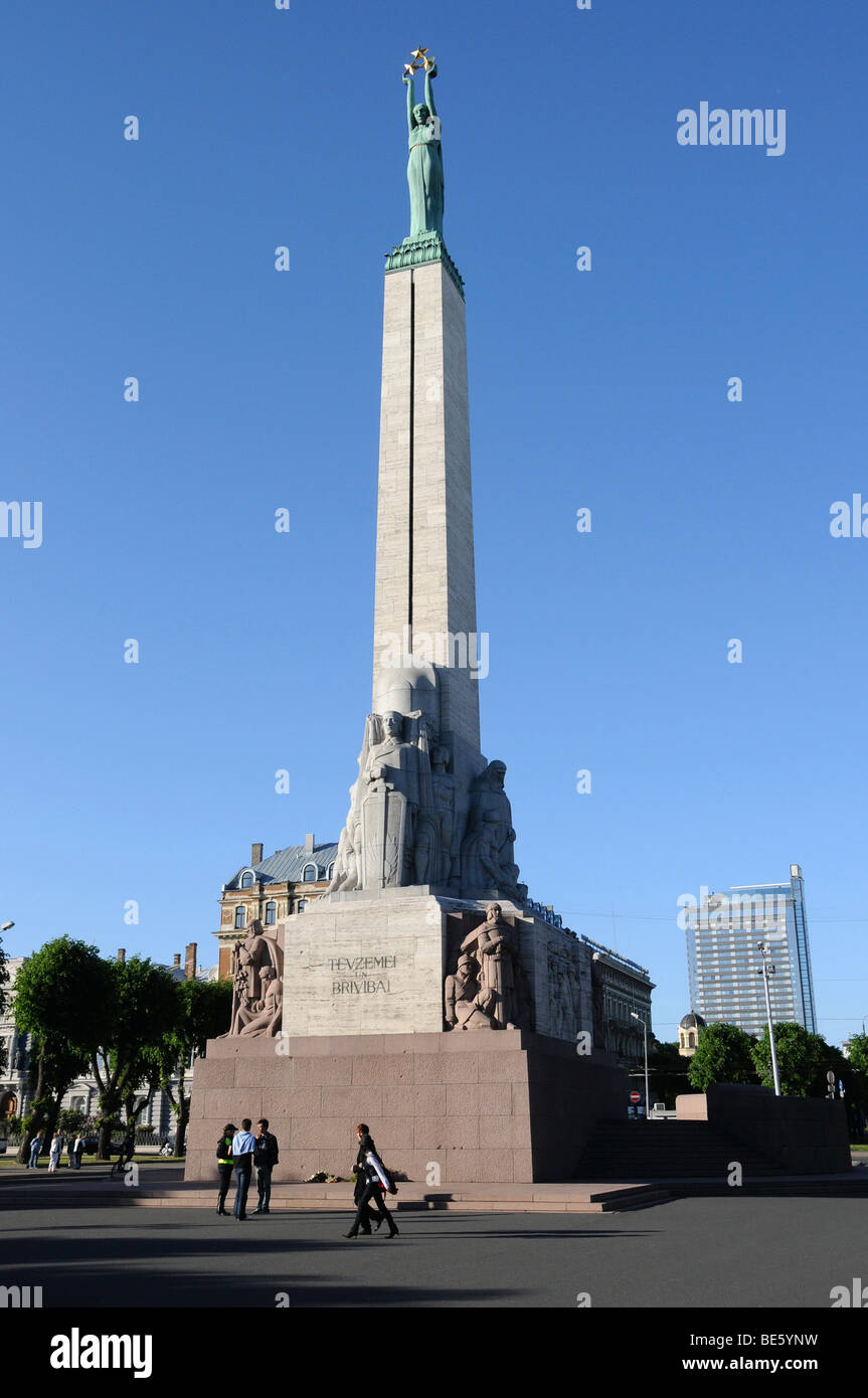 Freedom Monument, Brivibas Piemineklis, Brivibas iela, Old Town, Riga, Latvia, Baltic States, Europe Stock Photo