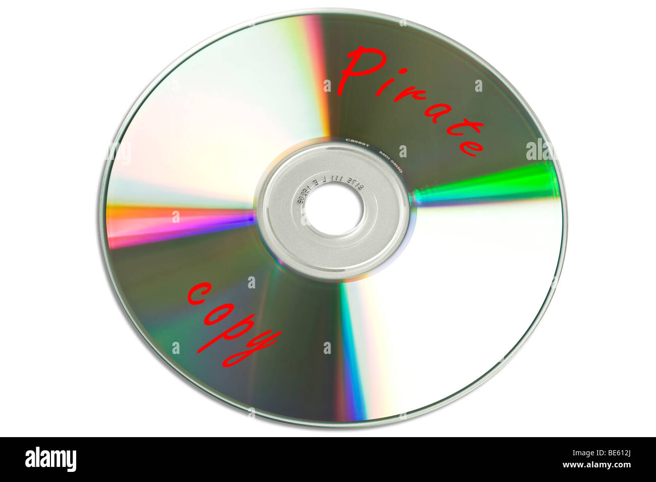 CD media labeled Pirate Copy Stock Photo