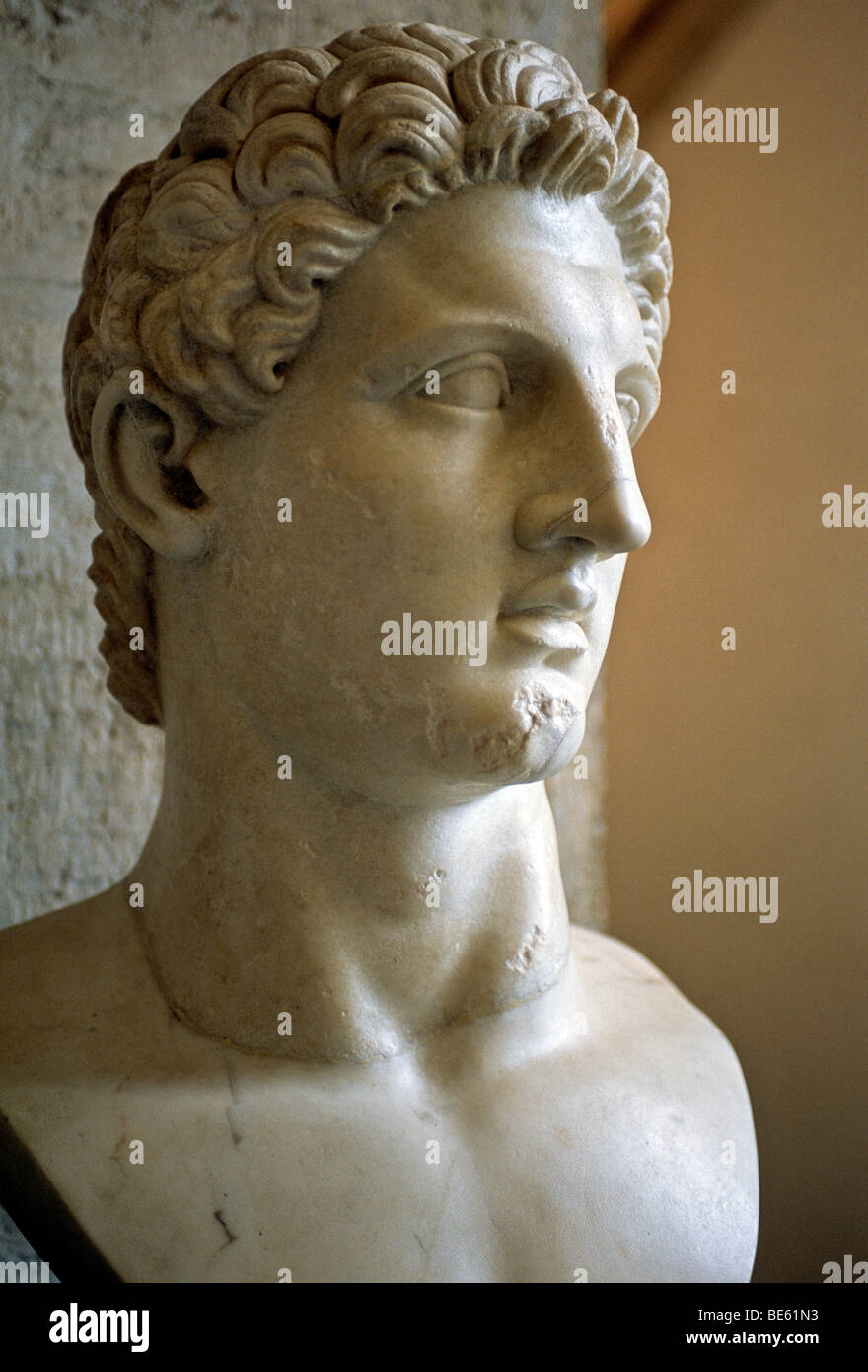 Ancient bust of Roman emperor Augustus, gallery, Capitoline Museums